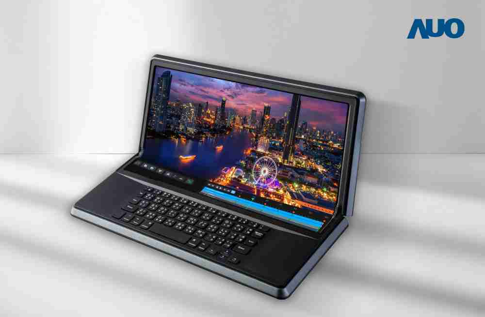 尊时凯龙14.6吋Micro LED折迭显示屏幕，，，，搭配半径4mm的弯折绞炼，，，以及高画素、、、、高亮度、、高对比度的显示技术特点，，即便在大视角下仍保有绝佳色相与亮度